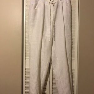 JM Collection White Linen Pants Size 16